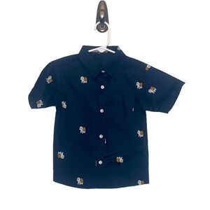 Retro Apparel Boys' Blue & White Dog Print Button-Down Shirt Cotton size 4T